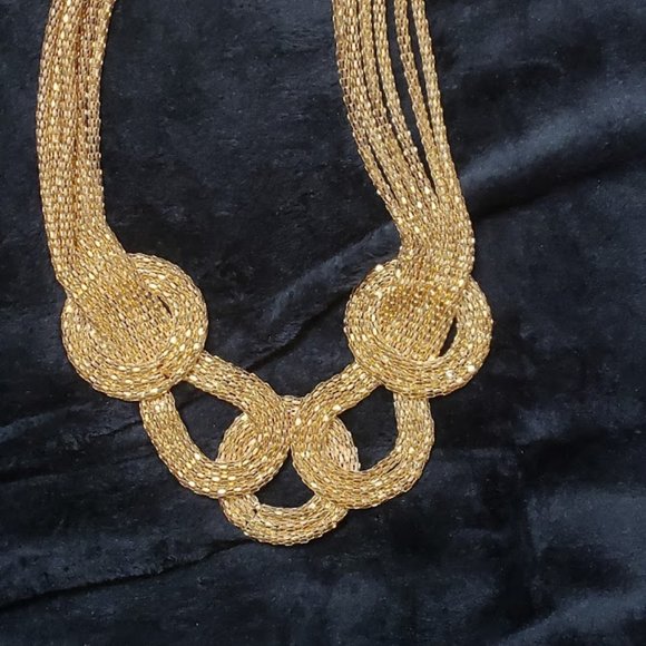 Vintage Burnished Gold Tone Bib Choker - Picture 6 of 6